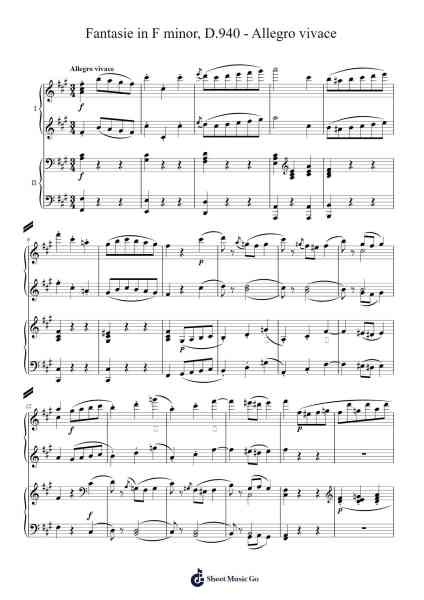 Fantasie in F Minor, D. 940: I. Allegro vivace Sheet Music by Franz Schubert-Arr.Totience Queesom