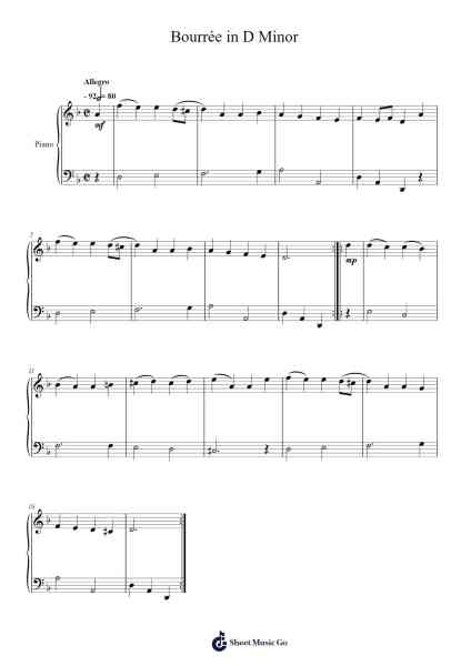 Bourrée in D Minor Sheet Music by Christoph Graupner-Arr.Otstrong