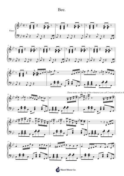 Bee. Sheet Music by BUMP OF CHICKEN-Arr.Mollpag