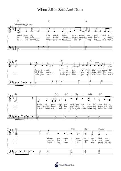 When All Is Said And Done Sheet Music by ABBA-Arr.Gedia