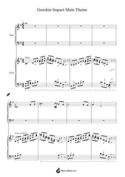 Genshin Impact Main Theme Sheet Music by Yu-Peng Chen/Zhiyi Chen@HOYO-MiX-Arr.Dobing