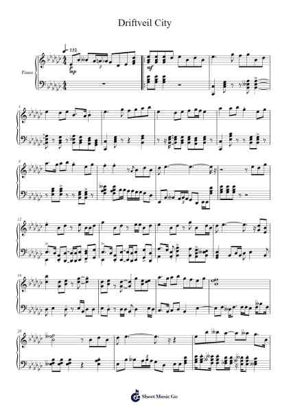 Driftveil City Sheet Music by Hitomi Sato-Arr.Lopeare