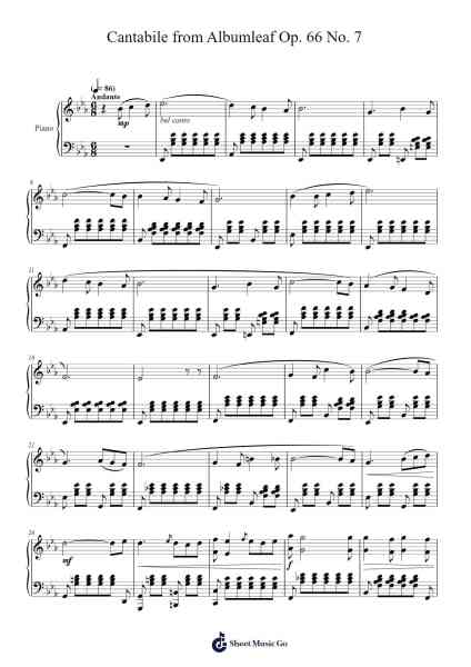 Cantabile from Albumleaf Op. 66 No. 7 Sheet Music by Chertroy-Arr.Buthouse Oisenny