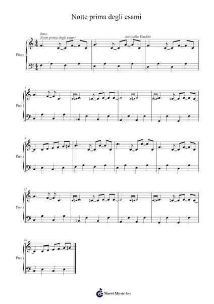Notte prima degli esami Sheet Music by Antonello Venditti-Arr.Muthia Upsay