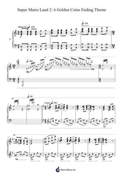 Super Mario Land 2 Ending Theme Sheet Music by Kazumi Totaka-Arr.Shellay