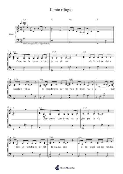 Il mio rifugio Sheet Music by Riccardo Cocciante-Arr.Doulow
