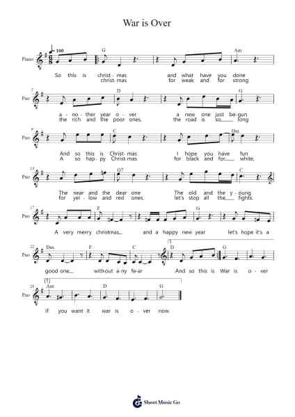 War is Over Sheet Music by John Lennon-Arr.Iandwight Janior