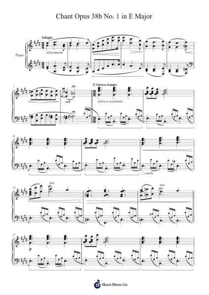 Chant Opus 38b No. 1 in E Major Sheet Music by Charles-Valentin Alkan-Arr.Asfunk Philbrey