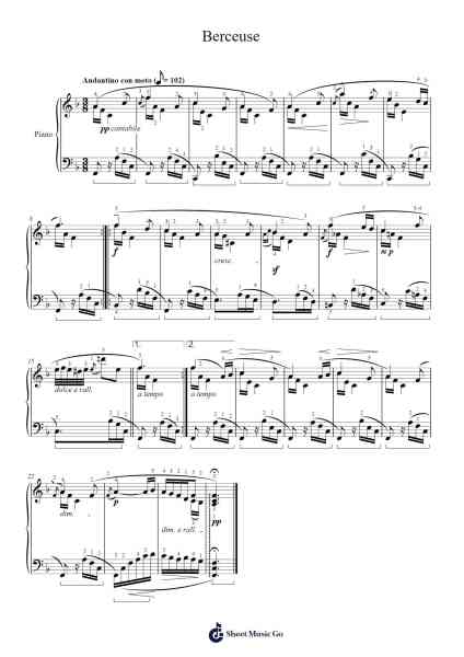 Berceuse in D Major, Op. 109 No. 7 Sheet Music by Franz Burgmüller-Arr.Hearstlynch