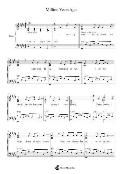 Million Years Ago Sheet Music by Adele-Arr.Alscroft Hylo