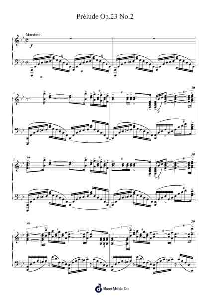 Prélude Op. 23 No. 2 in B-Flat Major Sheet Music by Sergei Rachmaninoff-Arr.Janejill Mooca