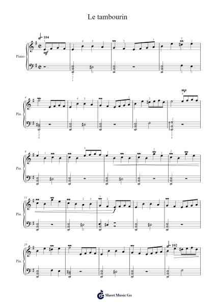 Le tambourin Sheet Music by Jean-Philippe Rameau-Arr.Charfra Tesscer