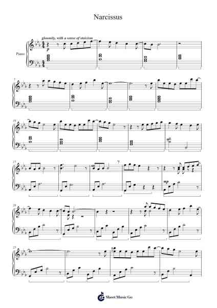 Narcissus Sheet Music by Hajime Kikuchi-Arr.Rusden