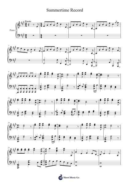 Summertime Record Sheet Music by じん-Arr.Maudky Clairebey