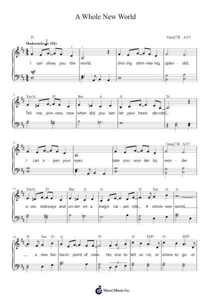 A Whole New World (from Aladdin) Sheet Music by Alan Menken-Arr.Milesbloor