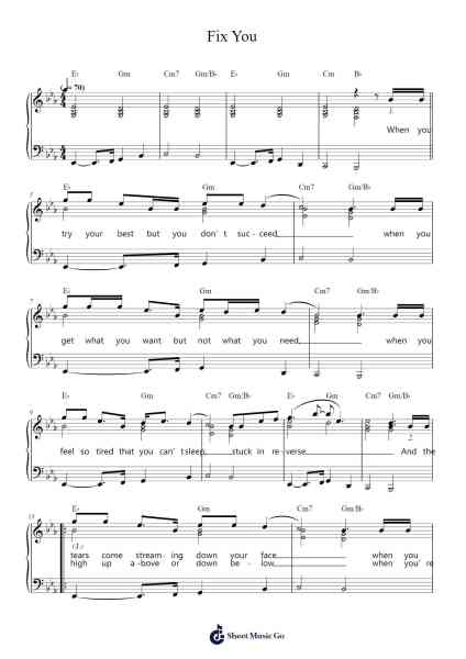 Fix You Sheet Music by Coldplay-Arr.Leoduke Hodwey