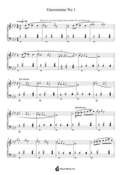 Gnossienne No. 1 Sheet Music by Erik Satie-Arr.Graynix Johncarr