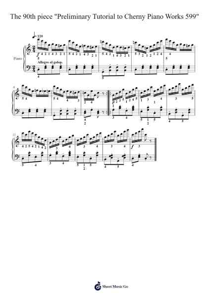 The 90th piece "Preliminary Tutorial to Cherny Piano Works 599" Sheet Music by Czerny-Arr.Drylie