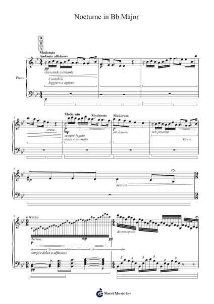 Nocturne in Bb Major Sheet Music by Moulmuel-Arr.Polriah