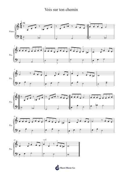 Vois sur ton chemin Sheet Music by Bruno Coulais-Arr.Leighruth