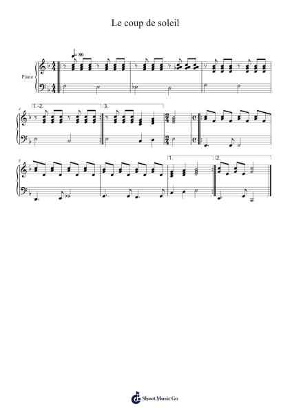 Le coup de soleil Sheet Music by Riccardo Cocciante-Arr.Stilling