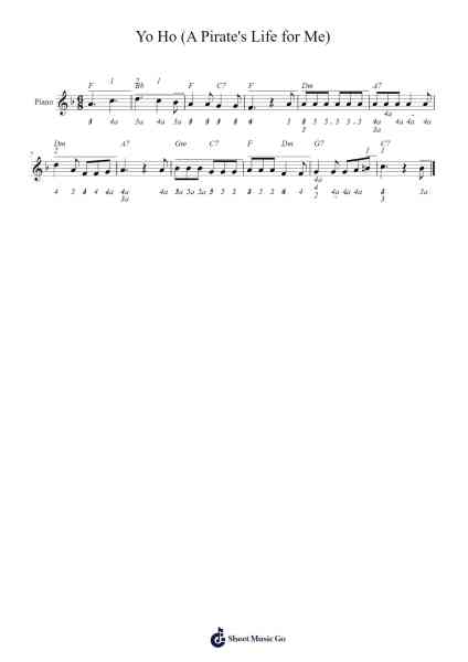 Yo Ho (A Pirate's Life for Me) Sheet Music by George Bruns-Arr.Chamcarr Cherbard