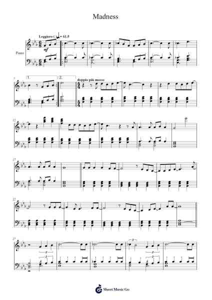 Madness Sheet Music by Sleeping With Sirens-Arr.Zimwis