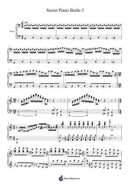 Secret Piano Battle 3 Sheet Music by -Arr.Hoywoolf Lindses