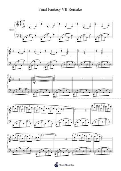 Final Fantasy VII Remake Sheet Music by Yasunori Nishiki-Arr.Pubey