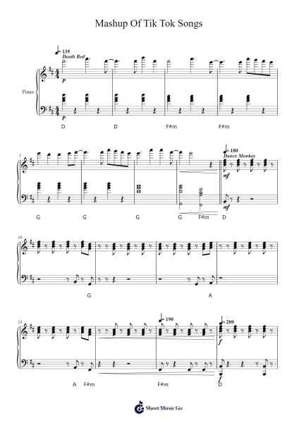 Mashup Of Tik Tok Songs (Piano) Sheet Music by undefined-Arr.Fastsmith Sainsrel