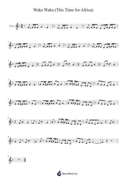 Waka Waka (This Time for Africa) Sheet Music by Shakira-Arr.Sylgou