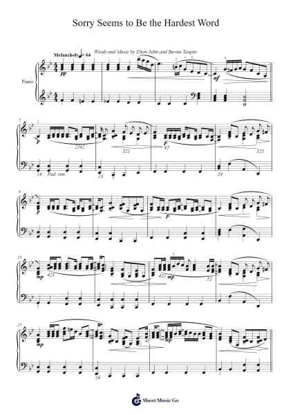 Sorry Seems To Be The Hardest Word Sheet Music by Elton John-Arr.Churmike