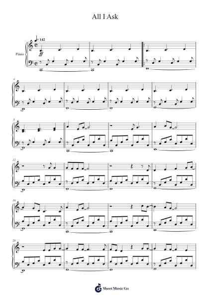 All I Ask Sheet Music by Adele-Arr.Graboyd Corann