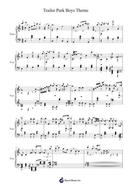 Trailer Park Boys Theme Sheet Music by Misc Television-Arr.Simpmark