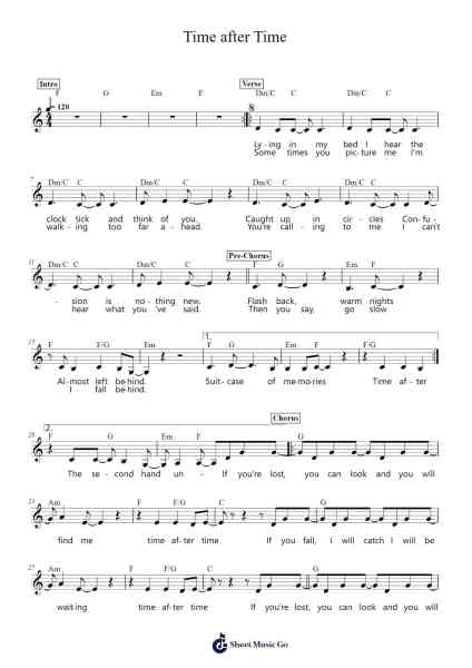 Time after Time Sheet Music by Cyndi Lauper-Arr.Sret