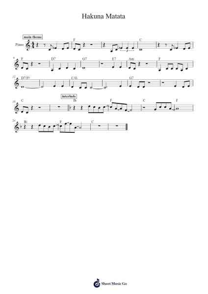 Hakuna Matata Sheet Music by Elton John-Arr.Jactram Matphael