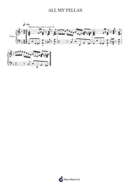 ALL MY FELLAS Sheet Music by Frizk/JaXon-Arr.Odefred