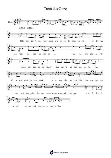 Trem das Onze Sheet Music by Adoniran Barbosa-Arr.Derkyle