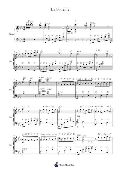La boheme Sheet Music by Charles Aznavour-Arr.Morsedric