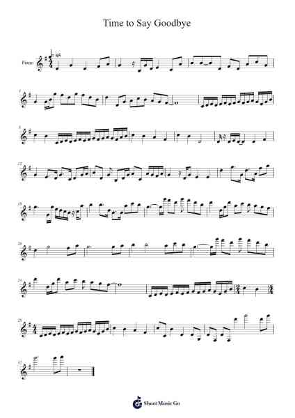 Time to Say Goodbye Sheet Music by Vicbuck Orboyle-Arr.Elfaithe