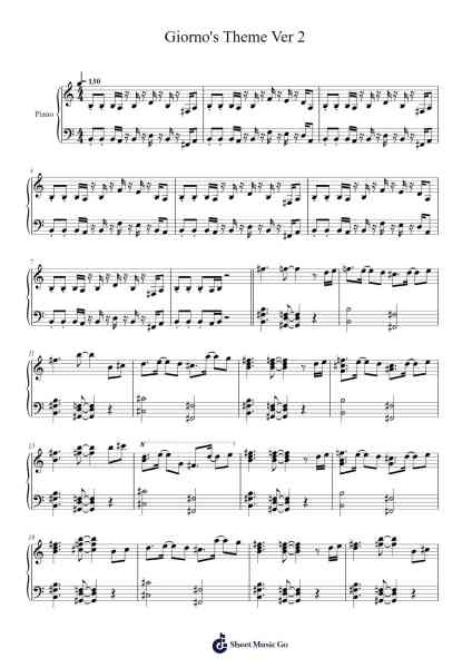 Giorno's Theme Ver 2 Sheet Music by Yugo Kanno-Arr.Bingpiers Georlance