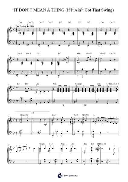 It Don't Mean A Thing (If It Ain't Got That Swing) Sheet Music by Duke Ellington-Arr.Steyule Lanceac