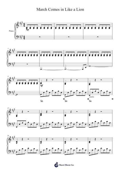 March Comes in Like a Lion Sheet Music by Yukari Hashimoto-Arr.Cookeda