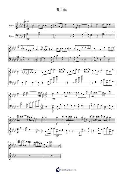 Rubia Simple Ver Sheet Music by HOYO-MiX-Arr.Comnions Irlay