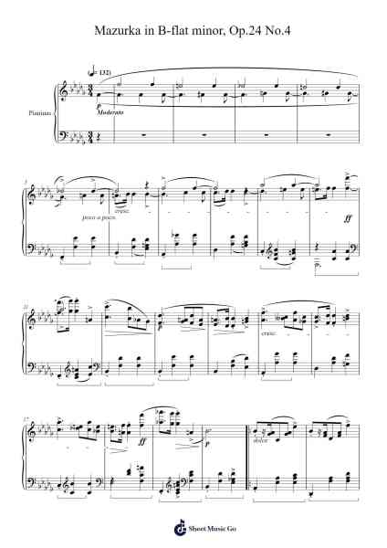 Mazurka in B-flat Minor, Op. 24 No. 4 Sheet Music by Frédéric Chopin-Arr.Odewyatt