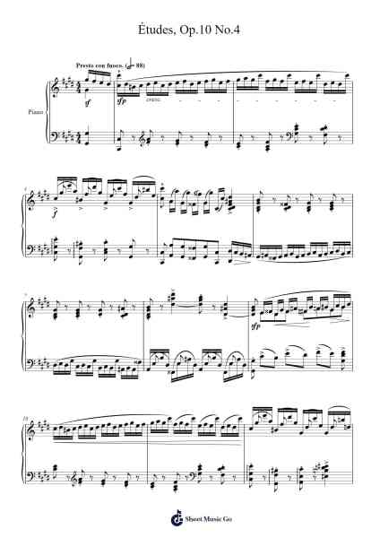 Études, Op. 10 No. 4 in C-sharp Minor Sheet Music by Frédéric Chopin-Arr.Springgene