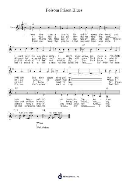Folsom Prison Blues Sheet Music by Johnny Cash-Arr.Wancolm