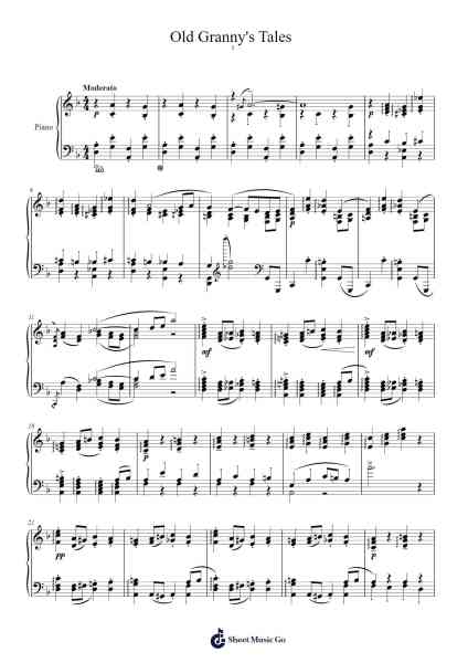Old Granny's Tales - Four Pieces, Op. 31, No. 1 - Moderato Sheet Music by Sergei Prokofiev-Arr.Cofvey Fieldmeo