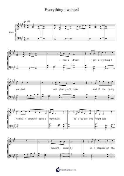 Everything i wanted Sheet Music by Billie Eilish-Arr.Yvettepe