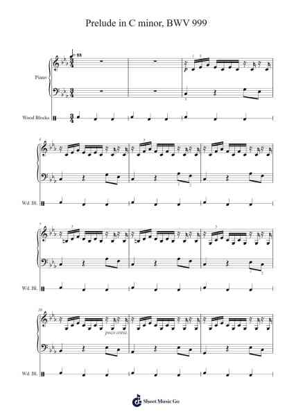 Prelude in C Minor, BWV 999 Sheet Music by Johann Sebastian Bach-Arr.Charnal Tayward